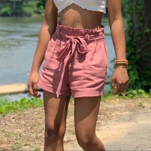 Linen Paper-bag Shorts